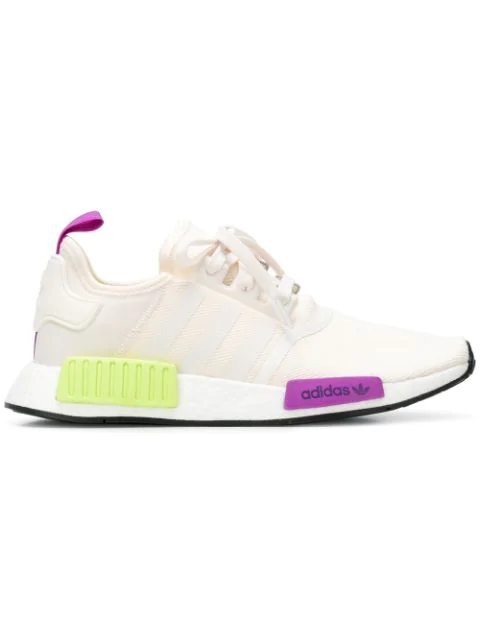 Shop white adidas NMD R1 neon sneakers 