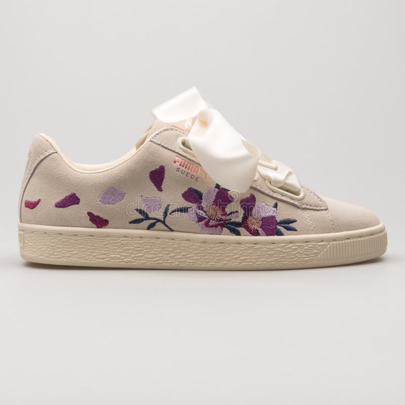 Puma Suede Heart Flowery Beige, Purple 