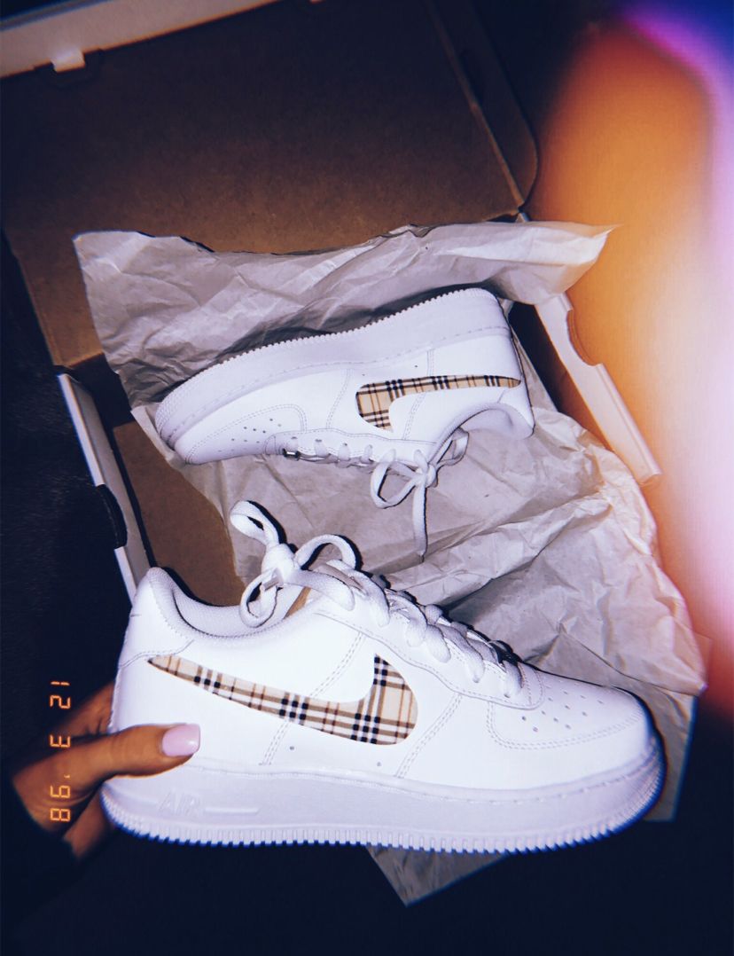 plaid nike air force force ones so cute 