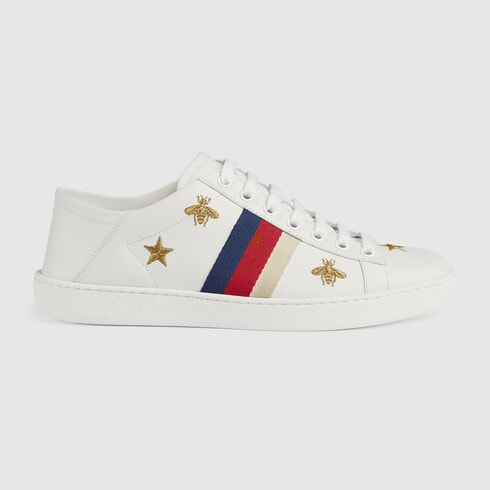 Ace Sneaker White Leather With Bees 